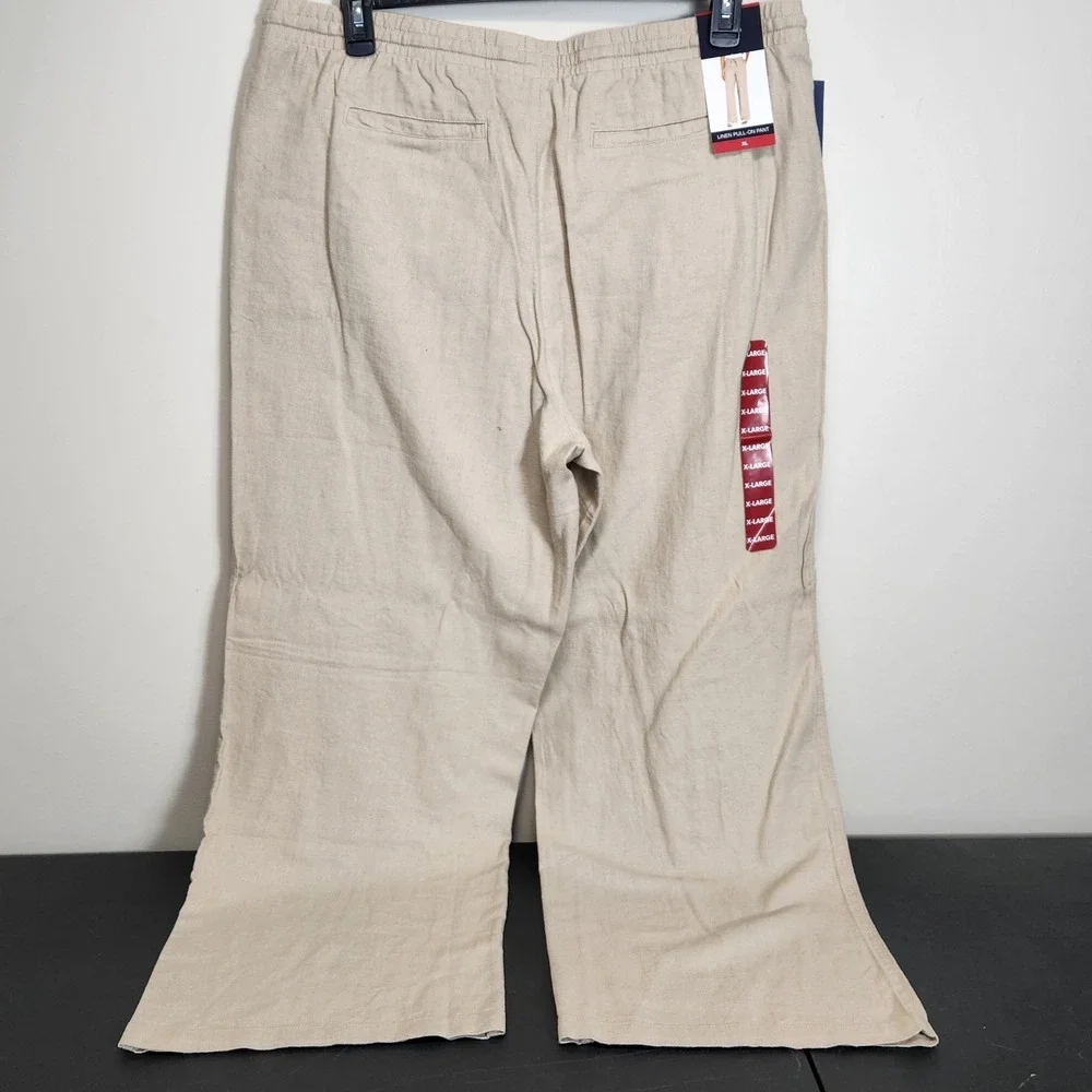Gap Womens XL Flax‎ Linen Blend Mid Rise Pull-On Wide-Leg Pants NWT Beachy